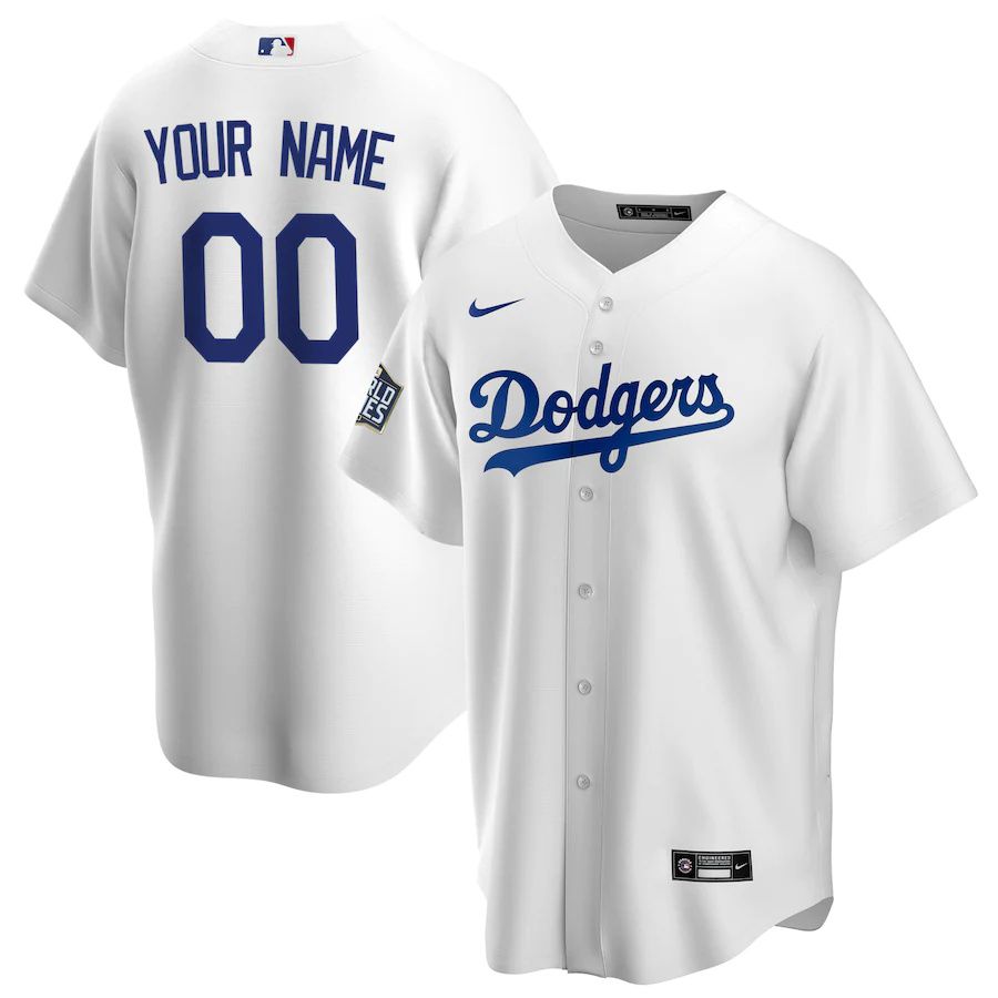 Mens Los Angeles Dodgers Nike White 2020 World Series Bound Custom Replica MLB Jerseys->customized mlb jersey->Custom Jersey